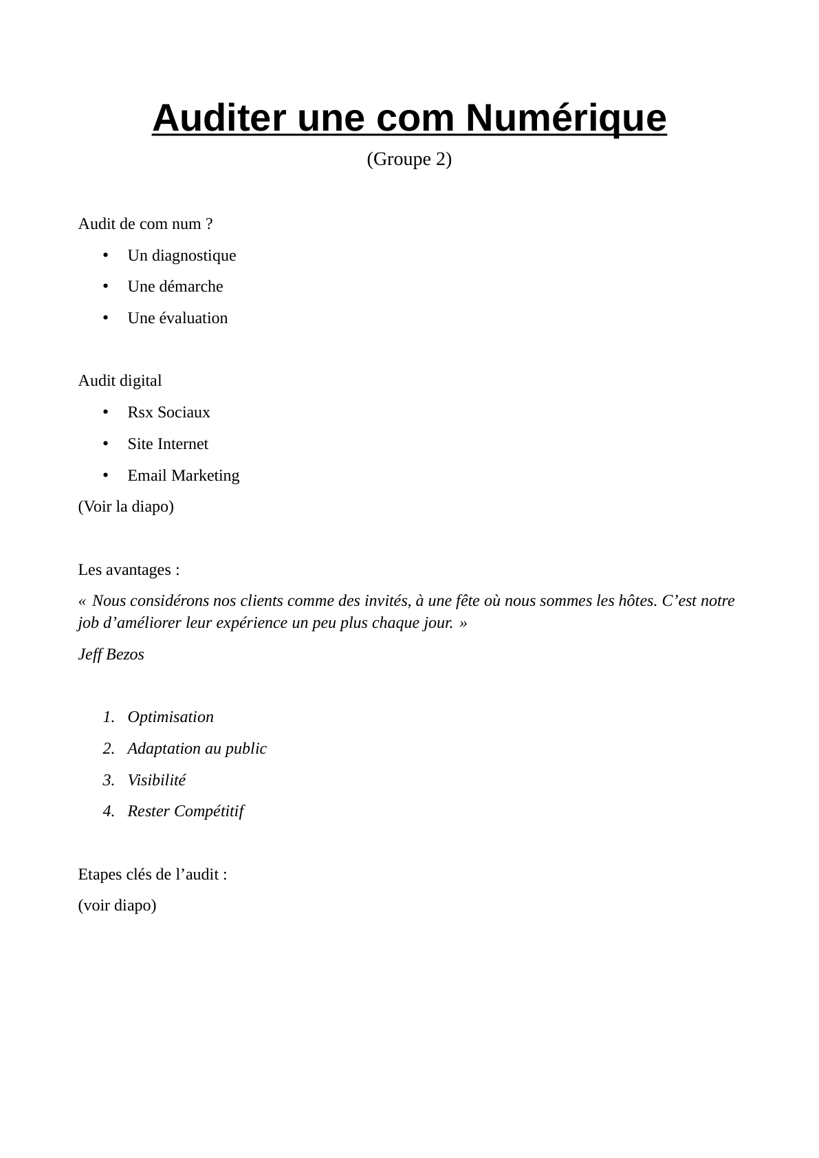 Rapport d'audit de communication numérique — Domino's